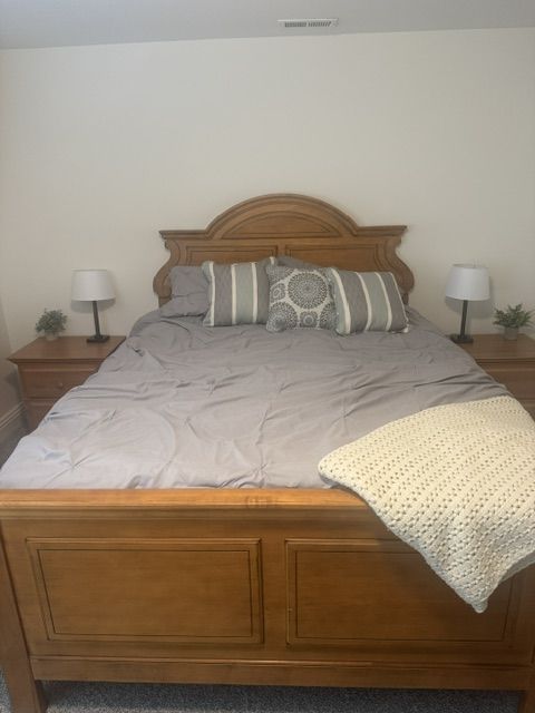 Queen Size Bed Frame and Headboard with Mattress