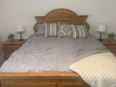 Queen Size Bed Frame and Headboard with Mattress