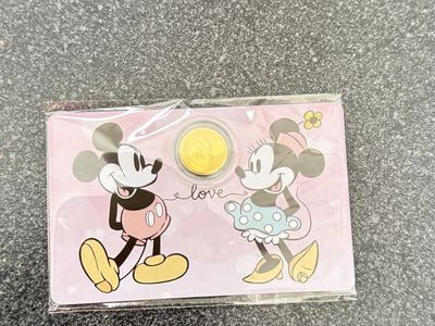 24kt Gold 1/1000 Gold Mickey & Minne W/ Bill Set