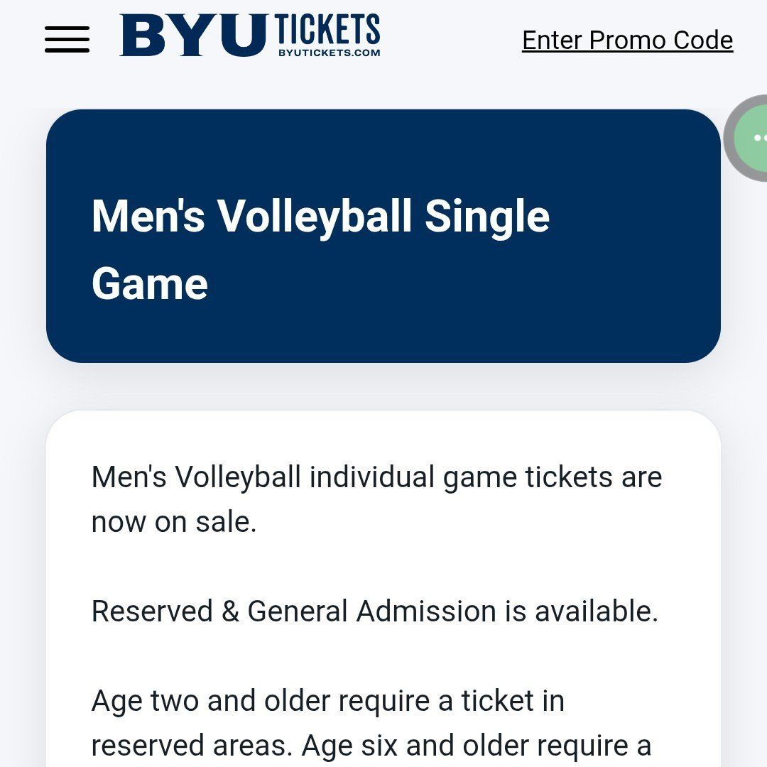 BYU MEN'S V-BALL TICKETS (Fri. 3/20/26)