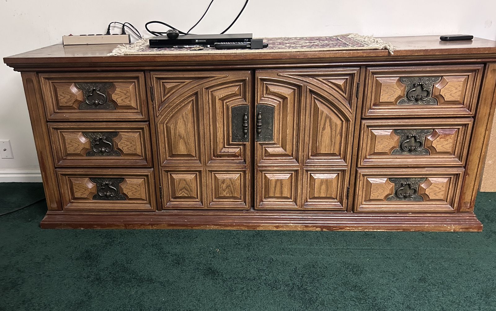Solid Wood, Long Dresser, Nine Drawer Dove-tailed
