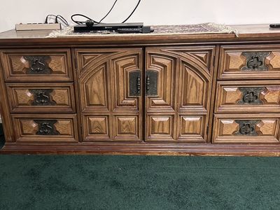 Solid Wood, Long Dresser, Nine Drawer Dove-tailed