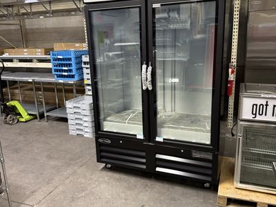 New Glass 2 door Freezer w/ Wheels 48 Cft 3 years part and labors .5 years compressor part warranty