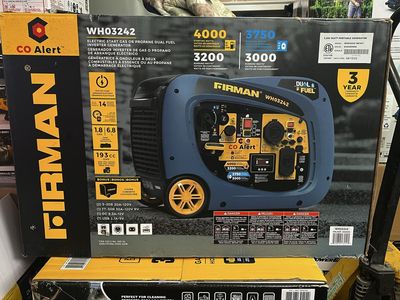 NEW - Firman WH03242 Dual Fuel 4000W/3750W Electric Start Inverter Generator CO Alert