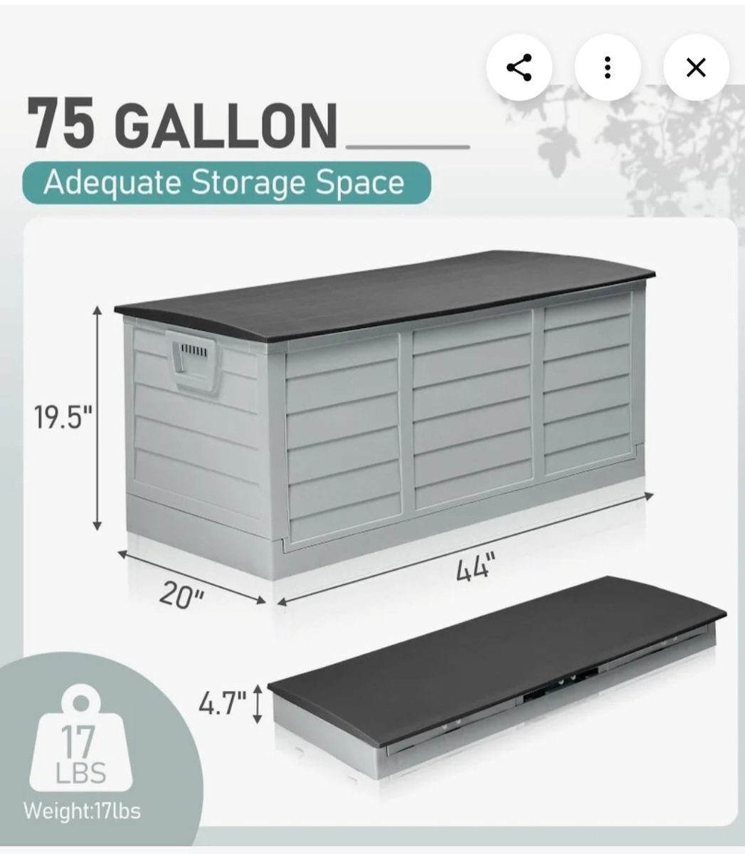 NIB- Collapsible 75 Gallon Outdoor Garden Plastic Storage Deck Box