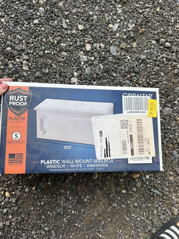 NIB White Plastic Wall Mount Mailbox Gibraltar