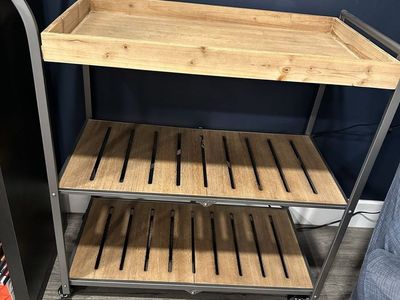 3-Tier Wooden Rolling Utility Cart/Tea Cart/Bar Cart