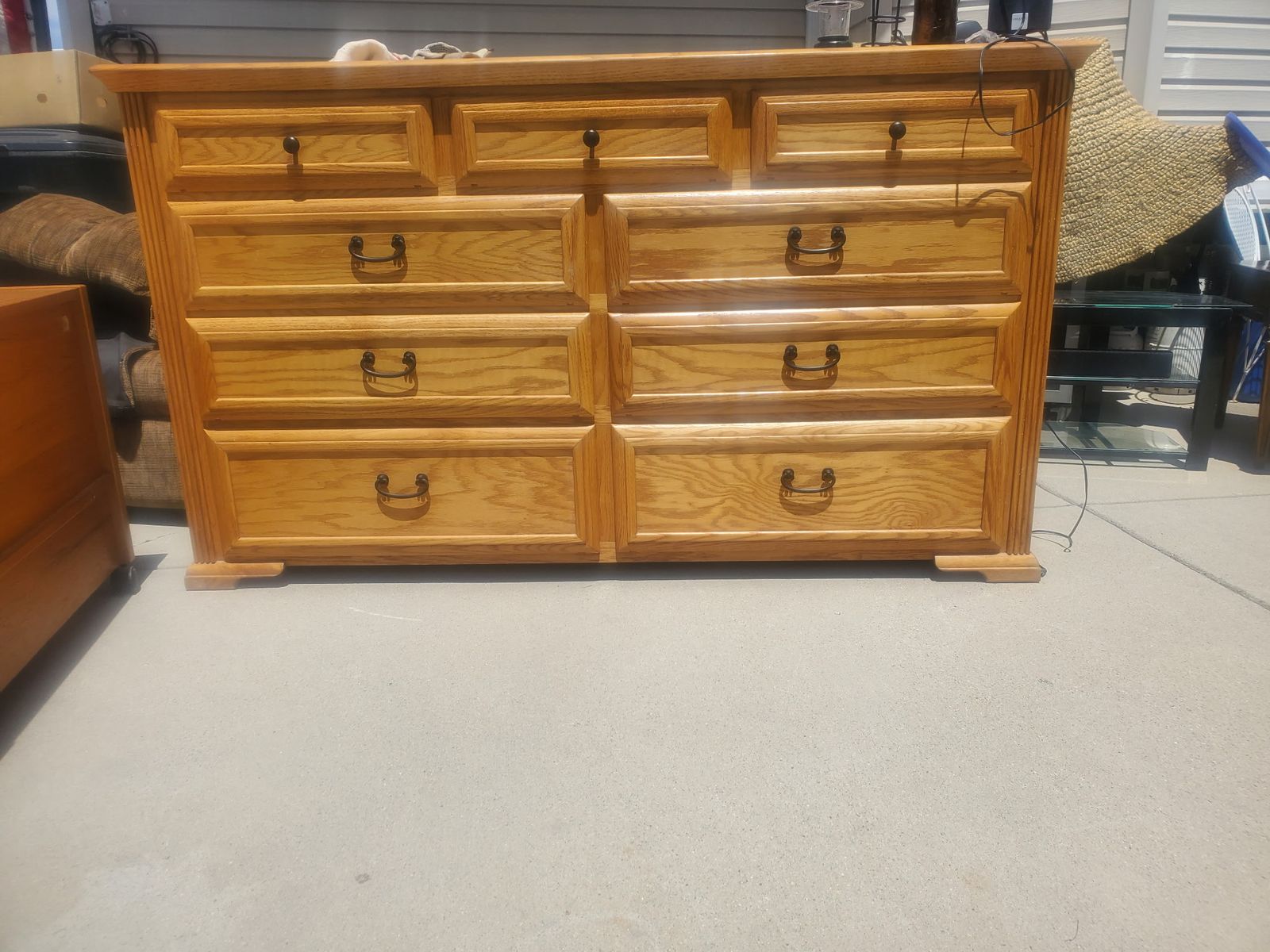 Solid Wood Oak Dresser and Chest of Drawers Set - Excellent Condition