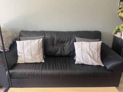 Black Leather/Vinyl Couch Sofa