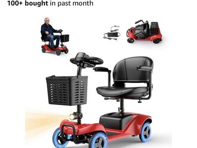 4-Wheel Portable Mobility Scooter - Red, 15 Mile Range, 300 lbs Capacity brand new