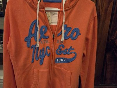 Aeropostale Orange Full-Zip "Aero NYC Est 1987" Hoodie Sweatshirt - Size L/G