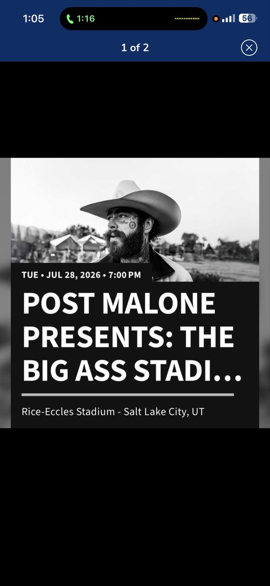 Post Malone: The Big Ass Stadium Tour, July 28, 2026 - 3 Tickets
