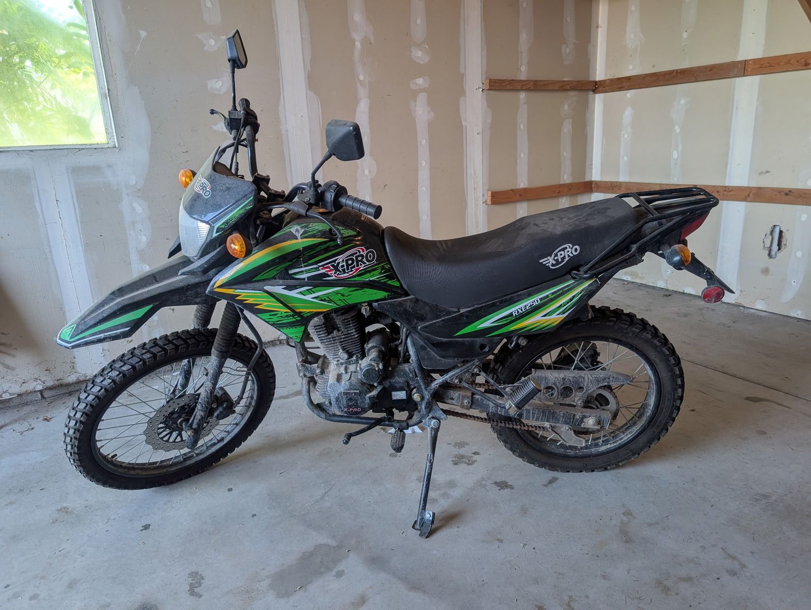 X-Pro RX250 Dual Sport Dirt Bike Motorcycle - Black / Green