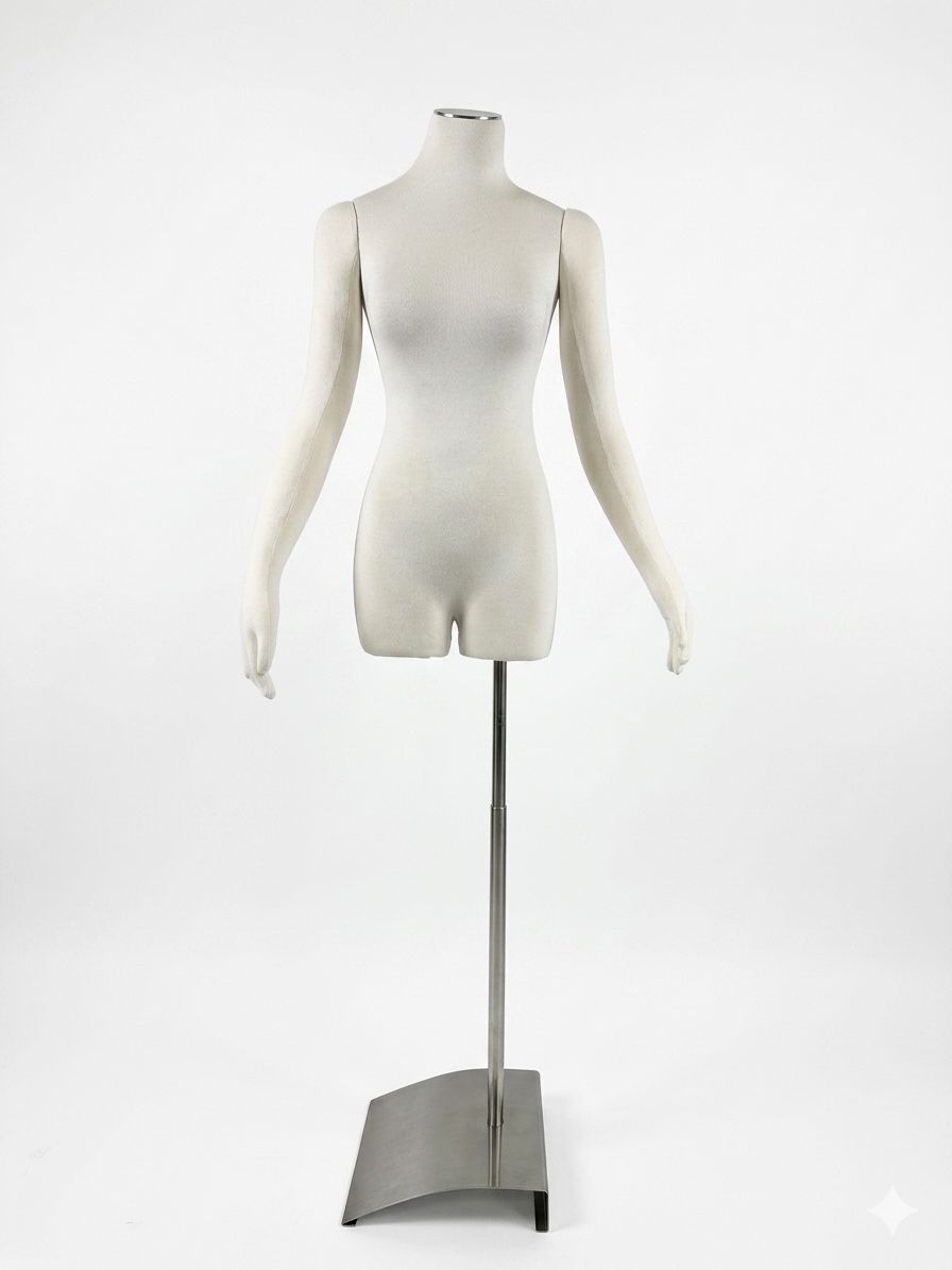 Female Torso Mannequin with Adjustable Stainless Steel Stand
