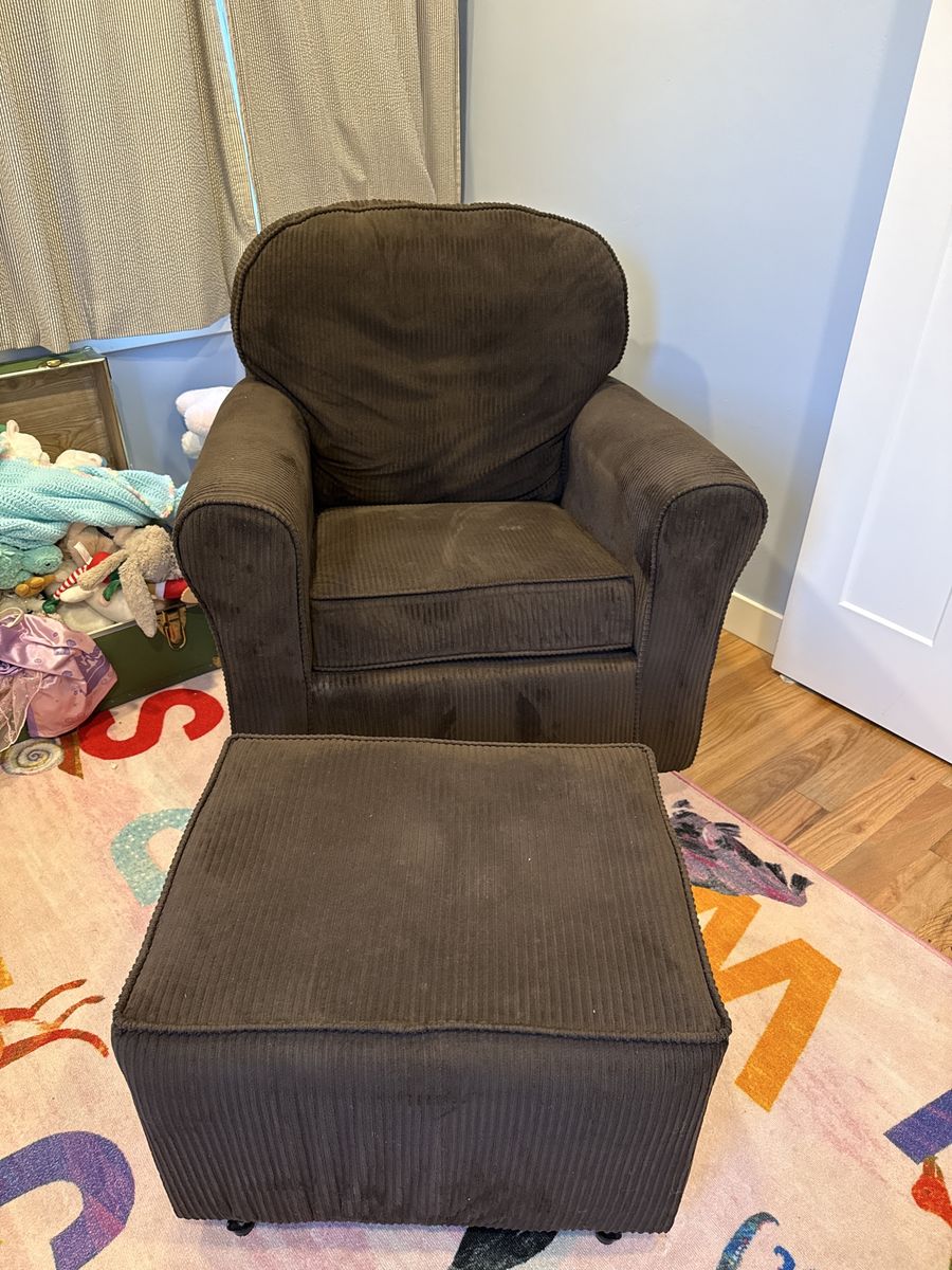 Brown Corduroy Swivel Glider Rocker Chair with Ottoman - Nursery/Living Room
