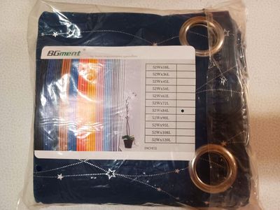 BGment Blackout Curtain Set – Navy Blue with Silver Stars – 52" x 84" – New