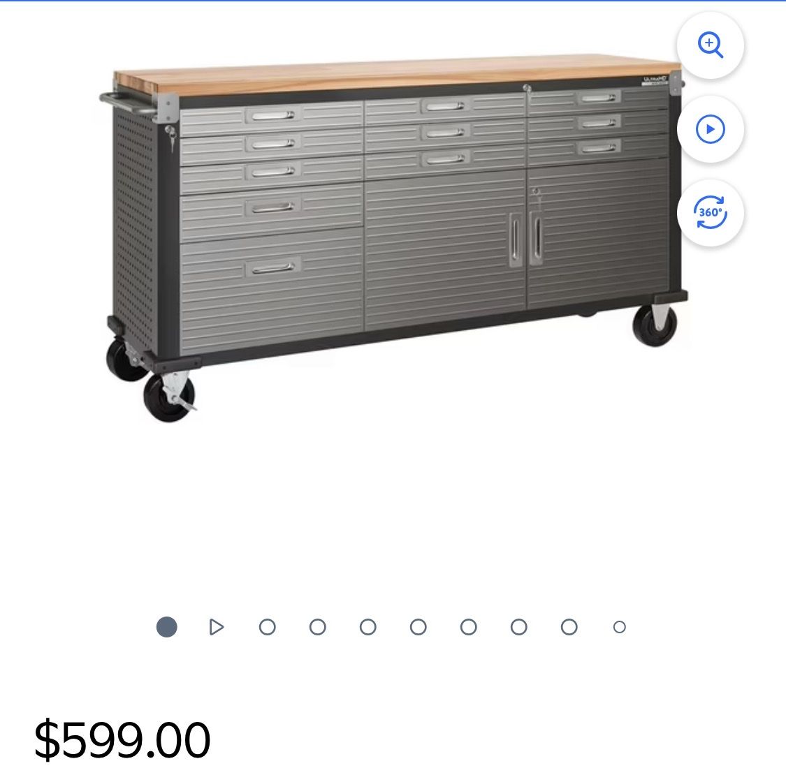 Seville Classics UltraHD 11 Drawer Rolling Workbench 77" W x 20" D x 37.5" H