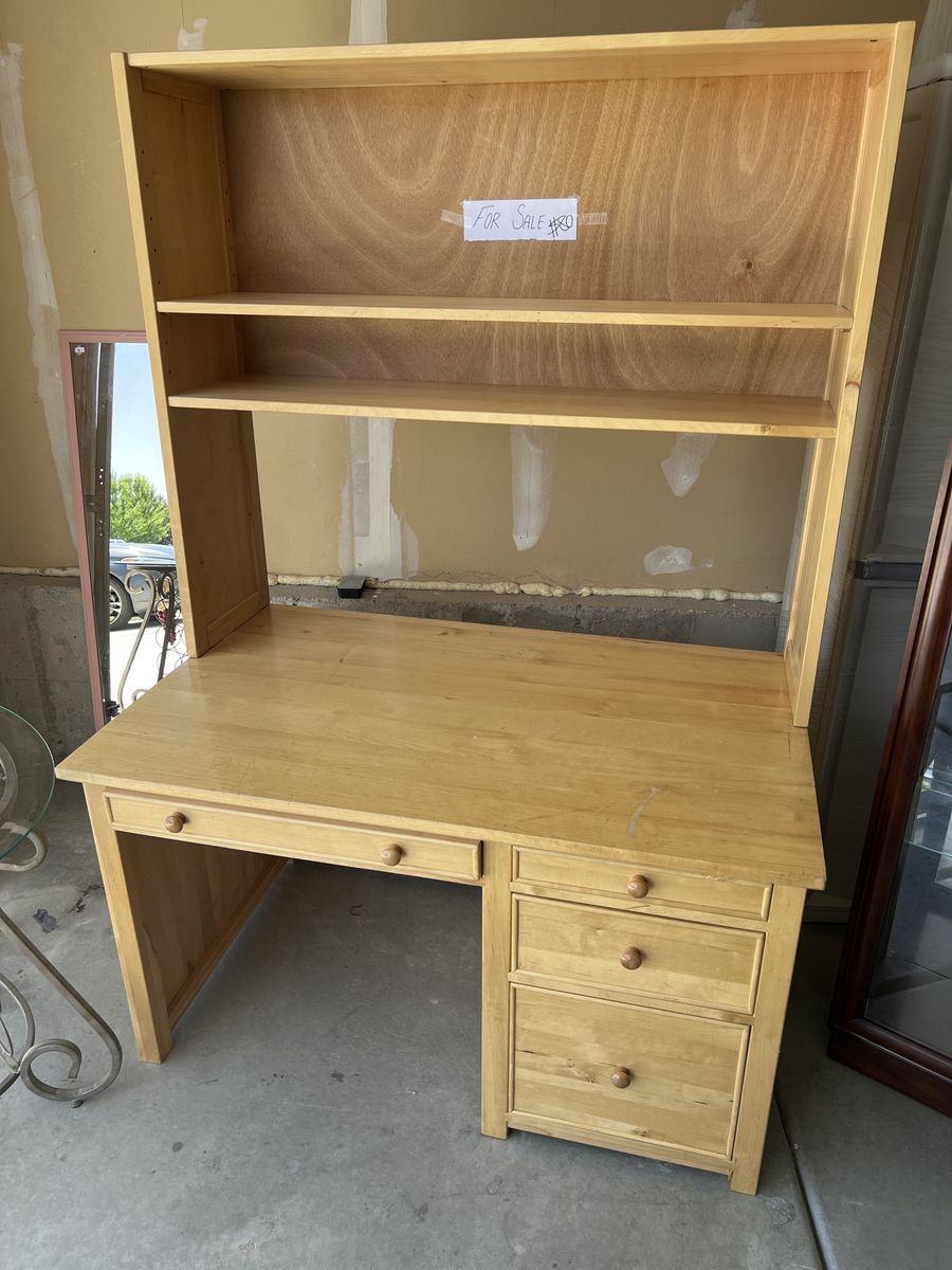 Solid Wood Desk with Hutch and Drawers - Ideal for Home Office or Student