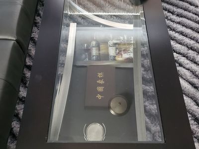 Modern Black Wood & Glass Coffee Table with Stainless Steel Accents - Storage Shelf