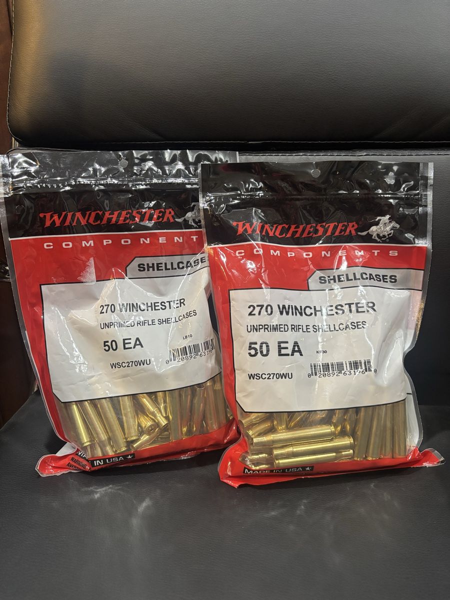 Winchester 270 Unprimed Rifle Shellcases (2x 50ct bags) WSC270WU - Made in USA