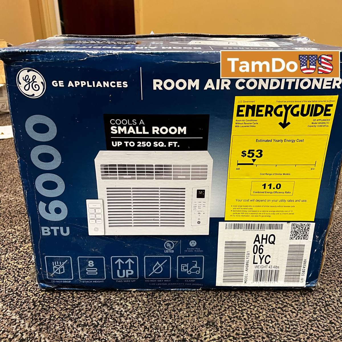 GE 6,000 BTU Electronic Window Air Conditioner for Small Rooms up to 250 sq ft.