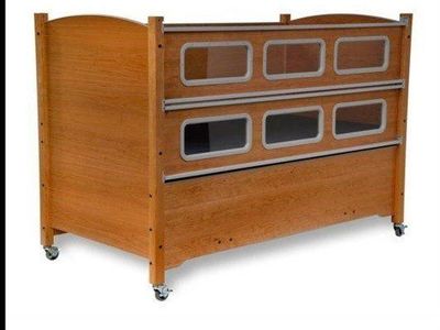 SleepSafe SleepSafer Tall Bed - Hi/Lo Frame, Side View window, Mahagony Wood Finish, Hospital Grade