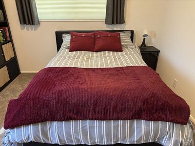 Full size bed frame, adjustable base, and Beautyrest plush matress