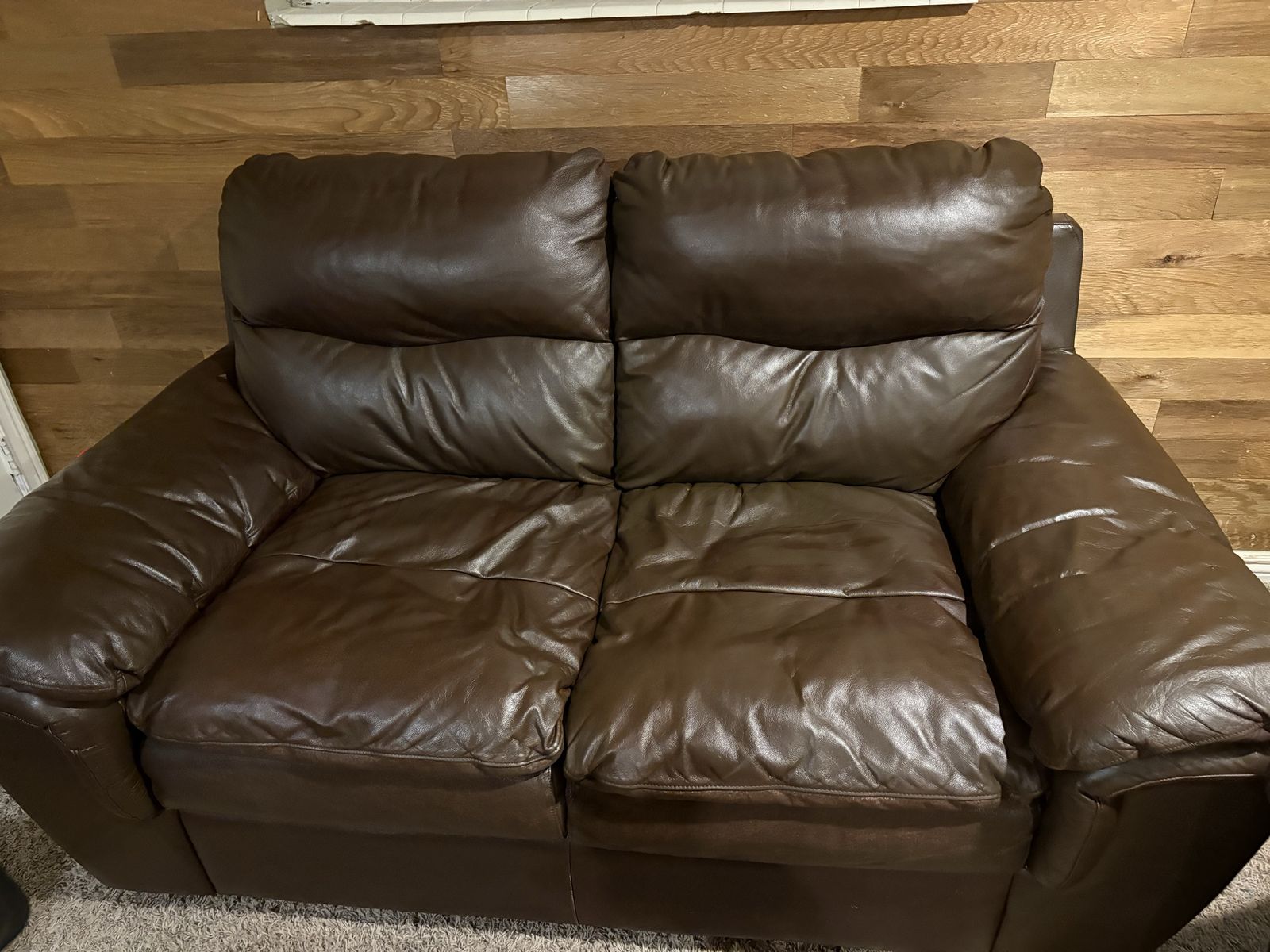 Brown Leather Sofa and Matching Loveseat