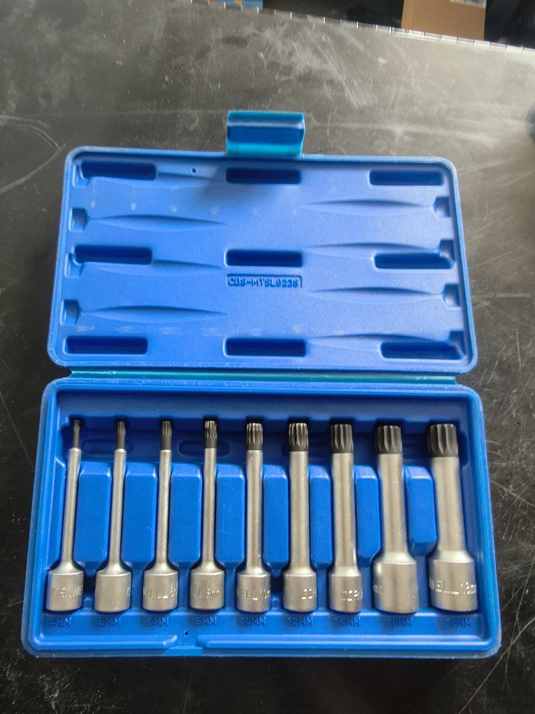 CORNWELLTOOLS 9-Piece Torx Bit Socket Set, Sizes 4mm-18mm, Metric, in Blue Storage Case
