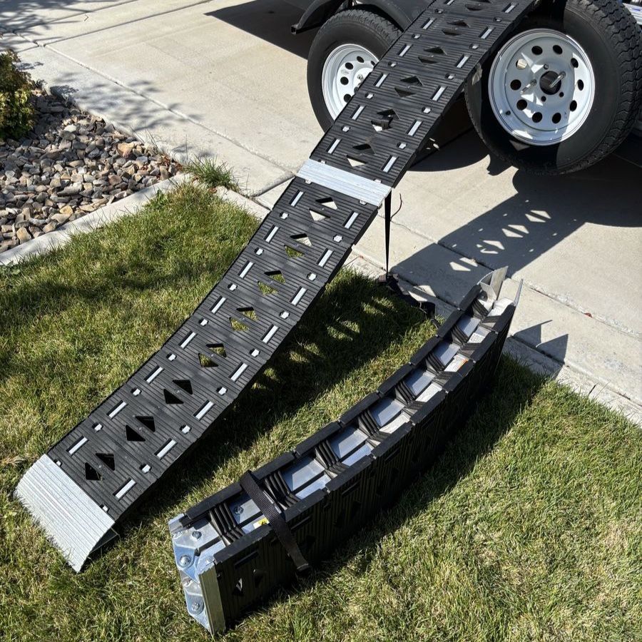 Titan Ramps Folding Aluminum Loading Ramps - Pair, 7.5 ft, 1500 lb Capacity, Arched Design