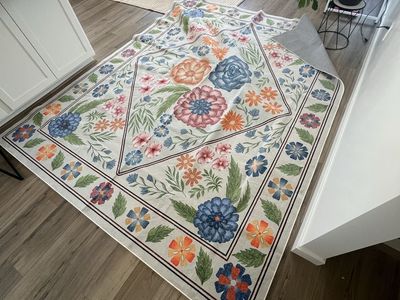 8x10” Floral Area Rug - Washable
