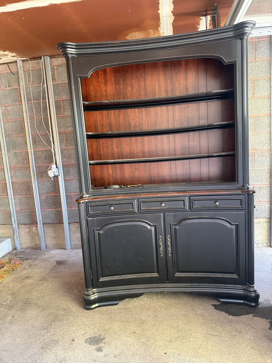 Beautiful solid walnut hutch & chest Black Goose Design