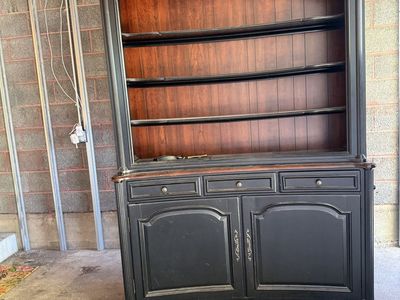 Beautiful solid walnut hutch & chest Black Goose Design