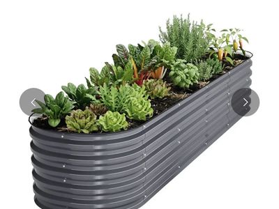 New Vegega Galvanized Raised Garden Bed 17" Tall 8x2