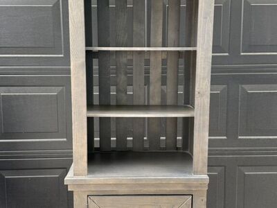 Gray Wood Bookshelf w/Cabinet