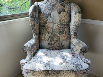 Floral tapestry wingback arm chair