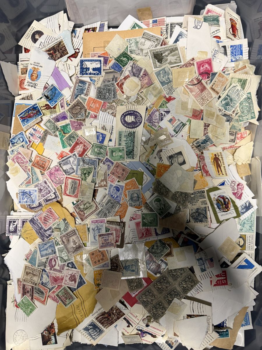 Large Stamp Collection Estate Hoard Mixed Worldwide + US Kiloware - Loose and Books