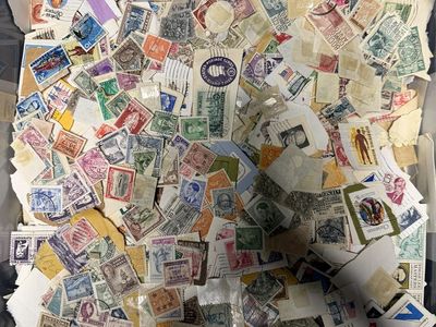 Large Stamp Collection Estate Hoard Mixed Worldwide + US Kiloware - Loose and Books