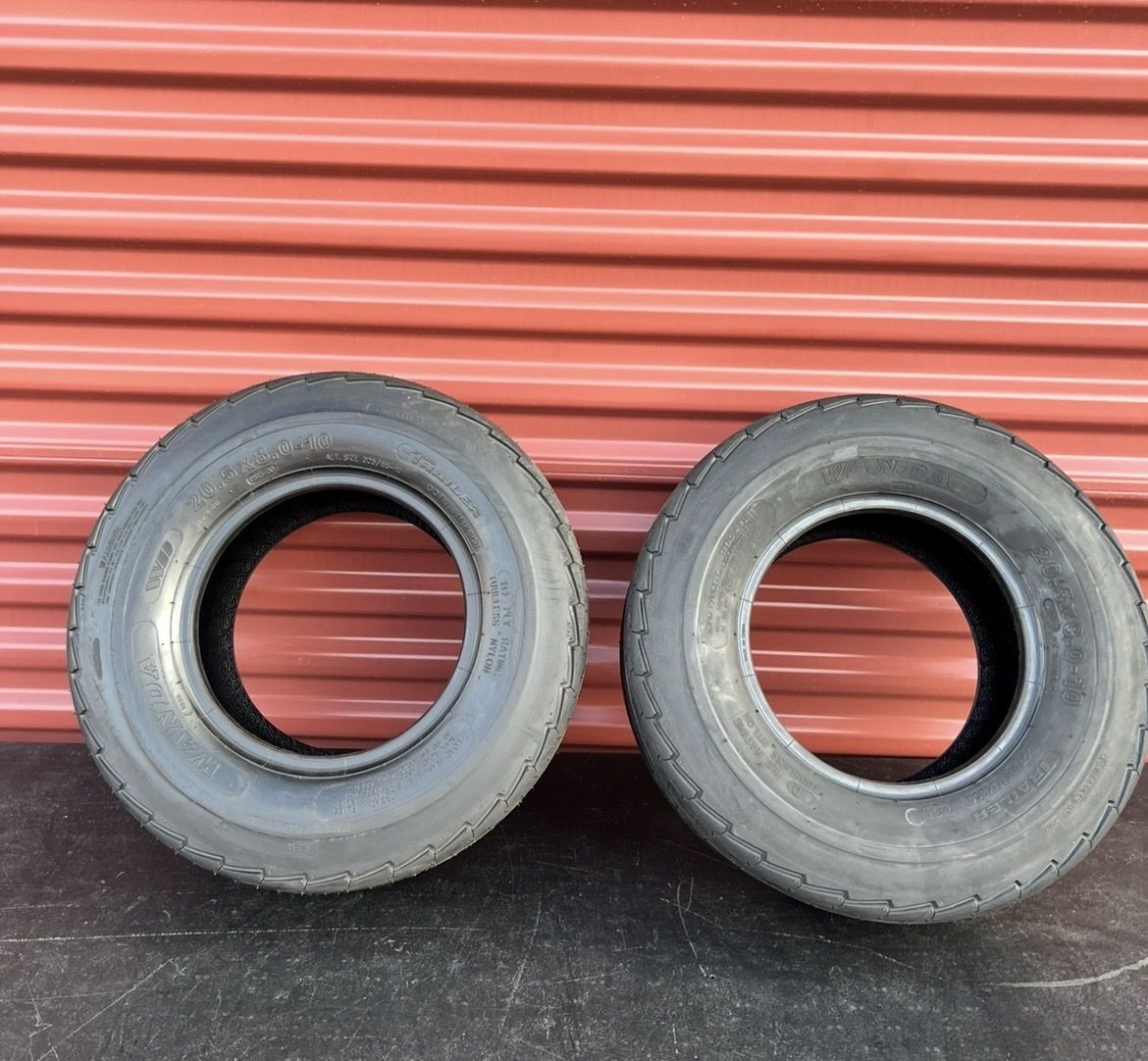 New Set of 2 Wanda ST 20.5 X 8.0 - 10 Trailer Tires Super Duty 10 Ply E Load Ideal for Pontoon /Snowmobile Trailers $60.00