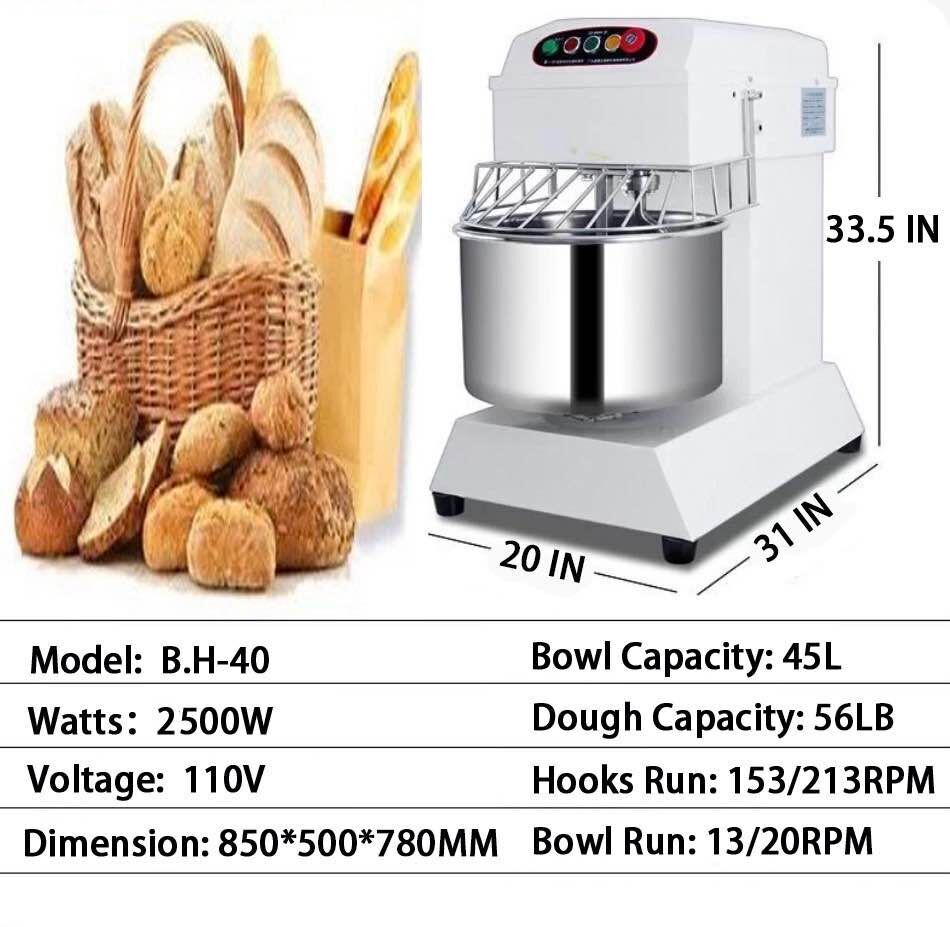 Commercial dough mixer 40Qt