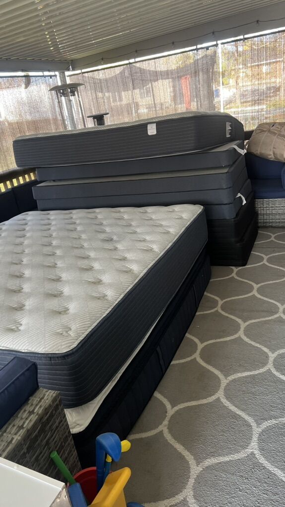 Good Condition Serta King  Mattress And Box Spring