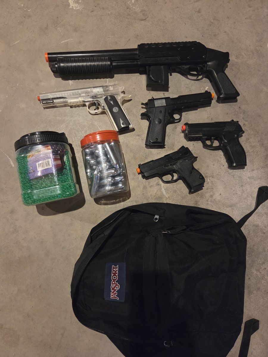 Airsoft Guns, CO2 Cartridges, BBs, Backpack