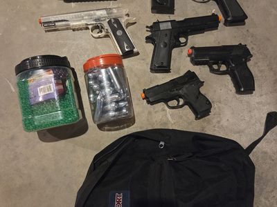Airsoft Guns, CO2 Cartridges, BBs, Backpack