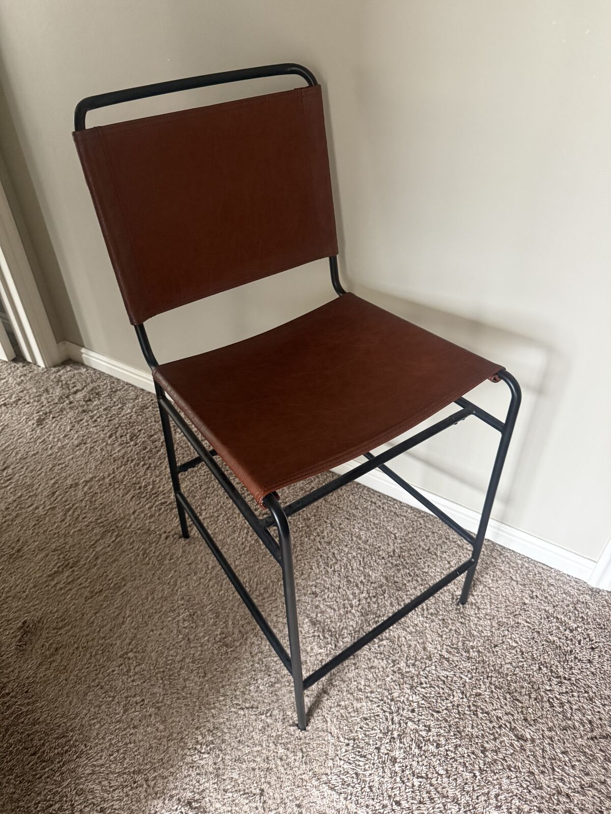 Leffler Faux Leather Metal Counter Stool New