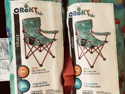Crokt Kids Unicorn Folding Camp Chair (2-Pack) - 125lb Capacity, 22x15x25in, Teal with Cup Holder