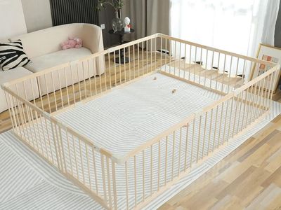 Baby Playpen Play Pen Fence Gate Wood, For Babies, Toddlers, and Kids Indoor, Play Yards Gym