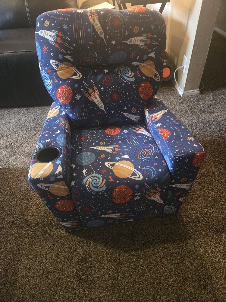 Kids Space Theme Recliner with Cup Holder