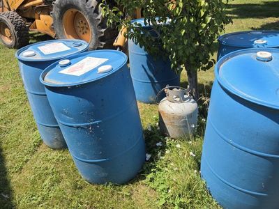 55-Gallon Blue Plastic Storage Barrels / Drums offer