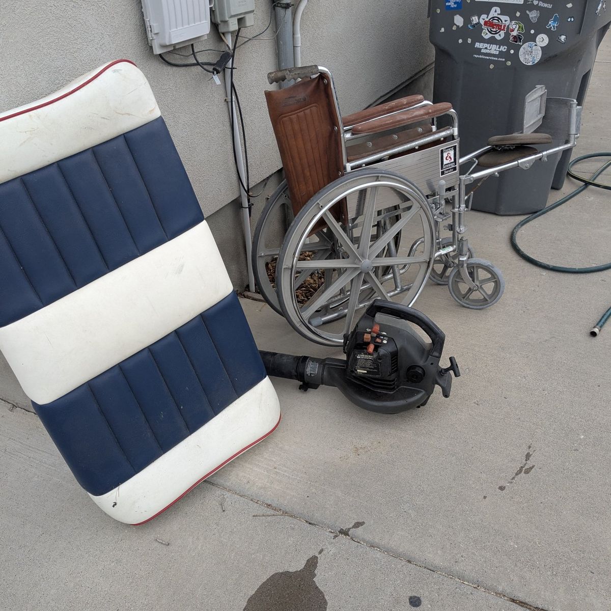 a wheelchair air blower and upholstery bench