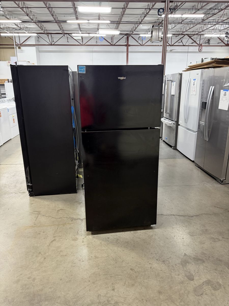 NEW WHIRLPOOL BLACK 30 INCH TOP FREEZER FRIDGE 